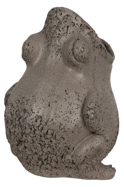Hnědý obal na květináč ve tvaru žáby s otevřenou tlamou – 19x18x23 cm