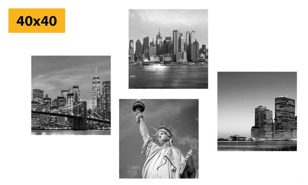 Set obrazů New York v černobílém provedení