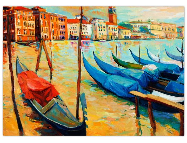 Obraz - Přístav v Benátkách (70x50 cm)