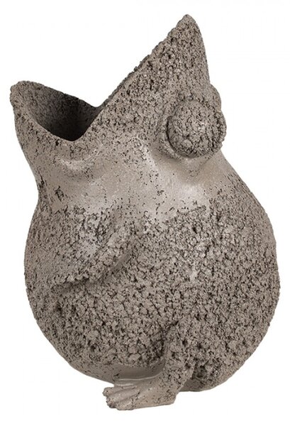 Šedý obal na květináč ve tvaru žáby s otevřenou tlamou – 26x25x32 cm
