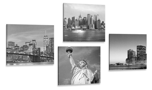 Set obrazů New York v černobílém provedení