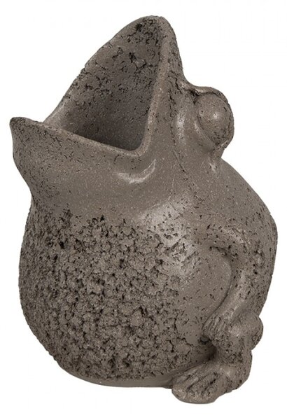 Hnědý obal na květináč ve tvaru žáby s otevřenou tlamou – 19x18x23 cm