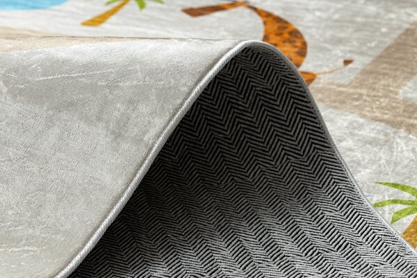 Makro Abra Dětský kusový koberec vhodný k praní BAMBINO 50230 Uličky Zvířátka Auta ZOO béžový zelený Rozměr: 80x150 cm