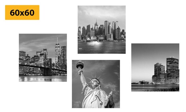 Set obrazů New York v černobílém provedení