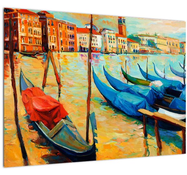 Obraz - Přístav v Benátkách (70x50 cm)