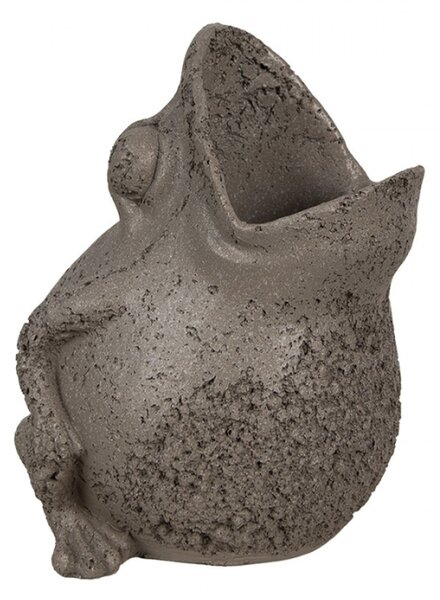 Hnědý obal na květináč ve tvaru žáby s otevřenou tlamou – 19x18x23 cm