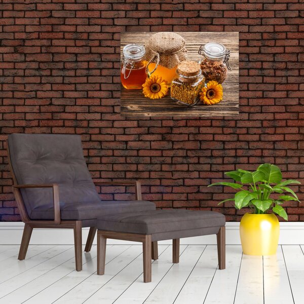 Obraz - Zátiší s medovými sklenicemi (70x50 cm)