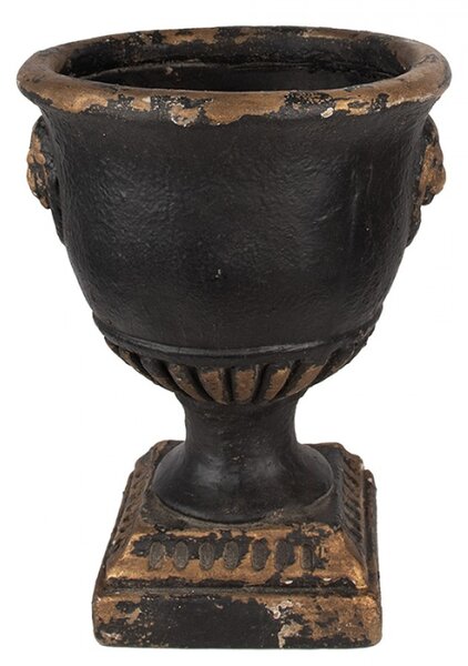 Černý obal na květináč se zlatým odřením Bart-jan – 33x42 cm