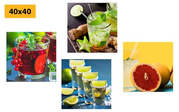Set obrazů drinky v pestrých barvách
