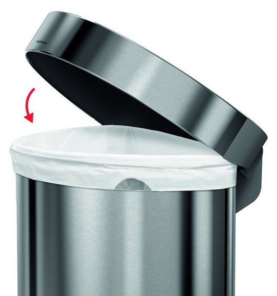 Půlkulatý pedálový koš 45 l, matná ocel, nerez