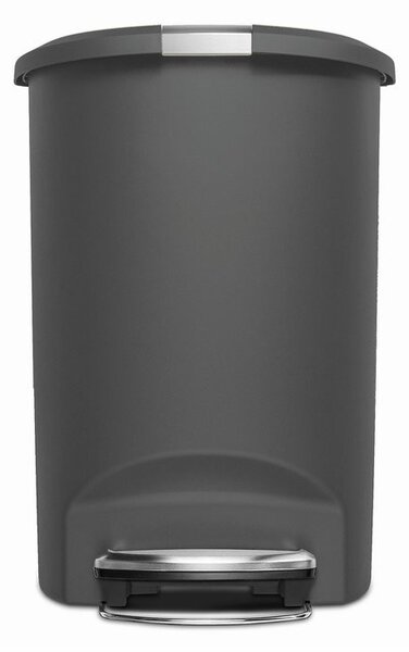 Půlkulatý pedálový koš 50 l, šedý plast, šedá