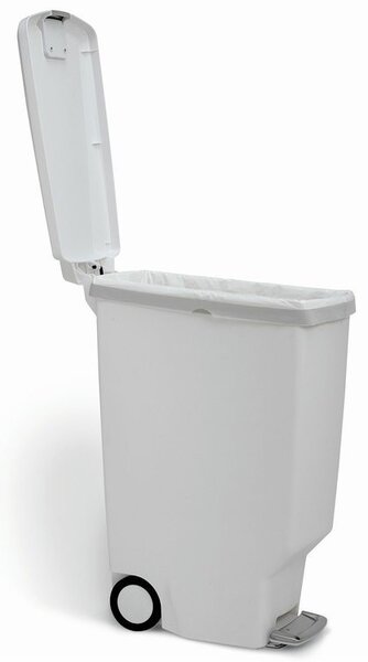 Úzký pedálový koš 40 l, bílý plast, bílá