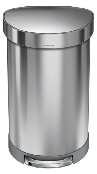 Půlkulatý pedálový koš 45 l, matná ocel, nerez