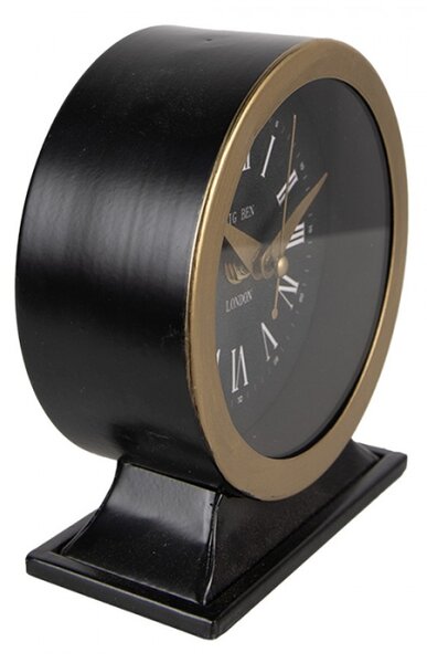 Černé stolní hodiny v kulatém provedení Big Ben London – 14 cm
