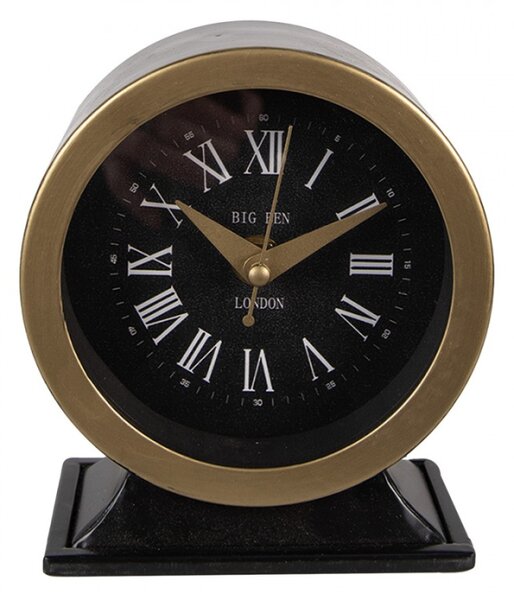 Černé stolní hodiny v kulatém provedení Big Ben London – 14 cm