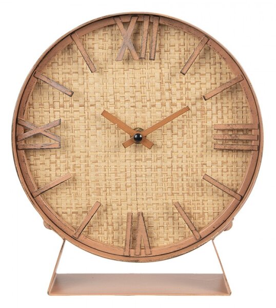Hnědé MDF stolní hodiny s římskými číslicemi – 24 cm