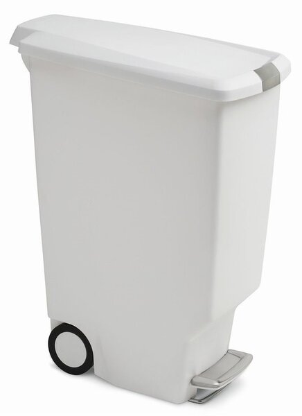 Úzký pedálový koš 40 l, bílý plast, bílá
