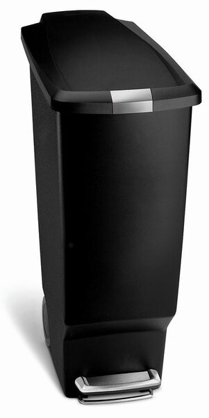 Úzký pedálový koš 40 l, černý plast, černá