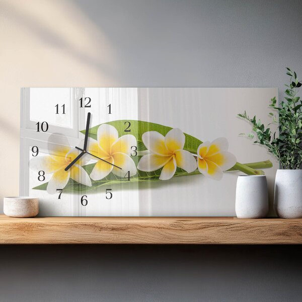 Skleněné hodiny horizontální Květiny zsppc-60x30-00295364