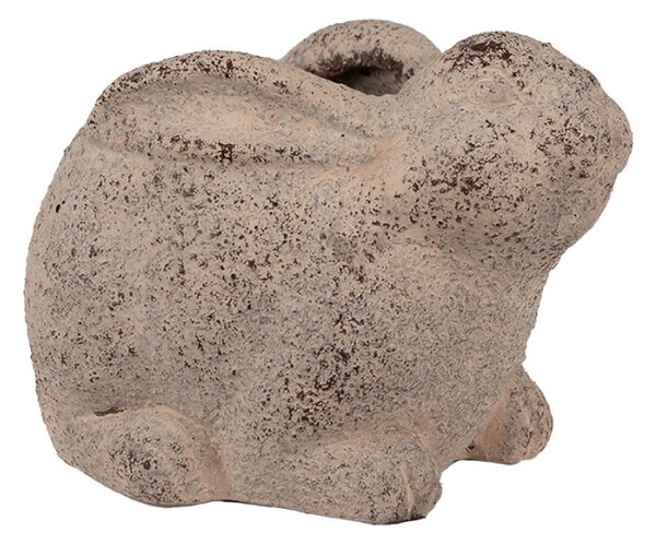 Béžový keramický obal na květináč ve tvaru sedícího zajíčka – 17x12x12 cm