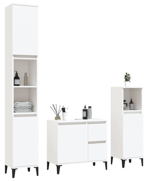 3dílný set koupelnových skříněk bílý kompozitní dřevo 3185543