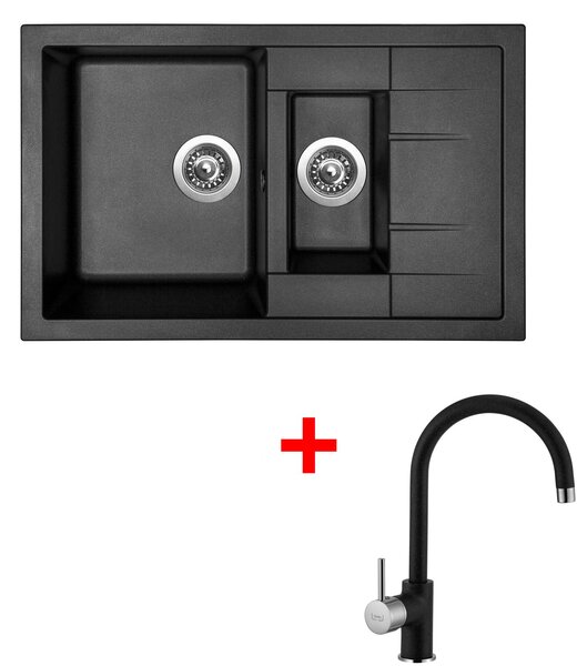 Set Sinks CRYSTAL 780.1 Metalblack + baterie VITALIA GR