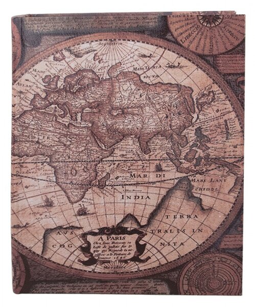 Sada 3 ks úložných boxů ve tvaru knihy s motivem starých map ve starorůžovém odstínu 27x22 cm / 22x17 cm / 17x12 cm