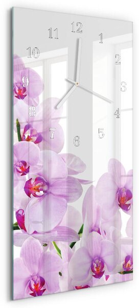 Skleněné hodiny vertikální Orchideje zsppb-30x60-00080325