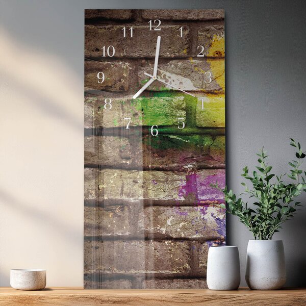 Skleněné hodiny vertikální Cihlový zsppb-30x60-00084465