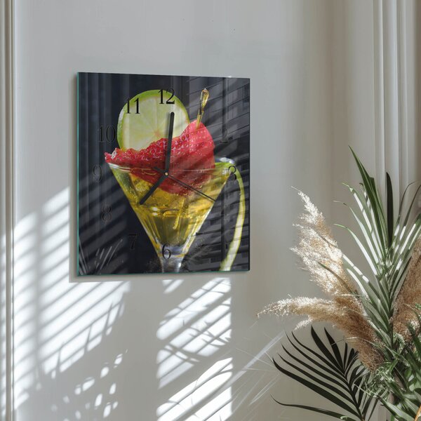 Skleněné hodiny na stěnu Koktejl zskc-30x30-00178885