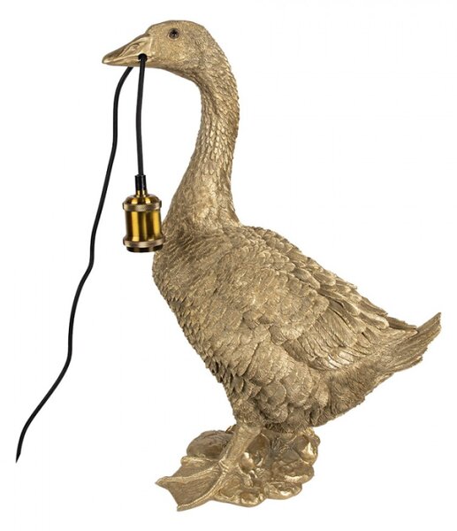 Stolní lampa ve tvaru zlaté husy držící lampu v zobáku – 42x23x60 cm