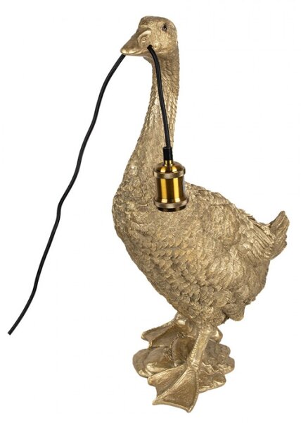 Stolní lampa ve tvaru zlaté husy držící lampu v zobáku – 42x23x60 cm