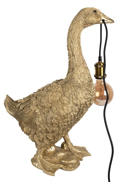 Stolní lampa ve tvaru zlaté husy držící lampu v zobáku – 42x23x60 cm