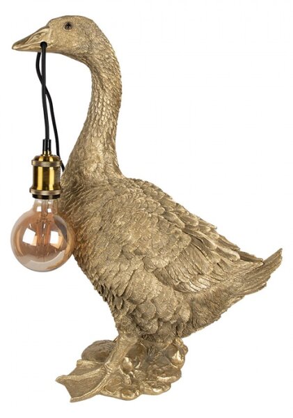Stolní lampa ve tvaru zlaté husy držící lampu v zobáku – 42x23x60 cm