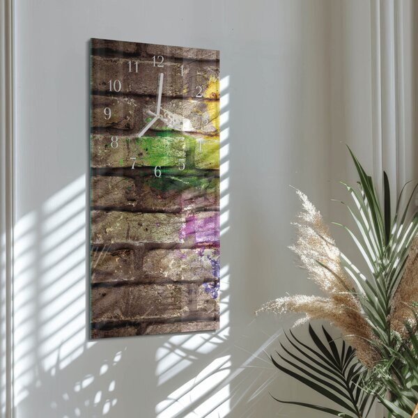 Skleněné hodiny vertikální Cihlový zsppb-30x60-00084465