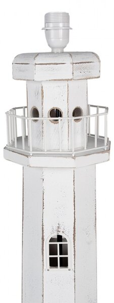 Stojací lampa ve tvaru bílého dřevěného majáku – 23x23x140 cm
