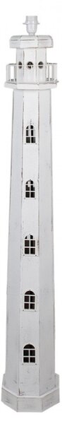 Stojací lampa ve tvaru bílého dřevěného majáku – 23x23x140 cm