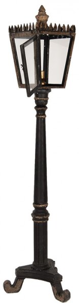 Černá stojací lampa ve tvaru plynové lucerny – 44x40x172 cm