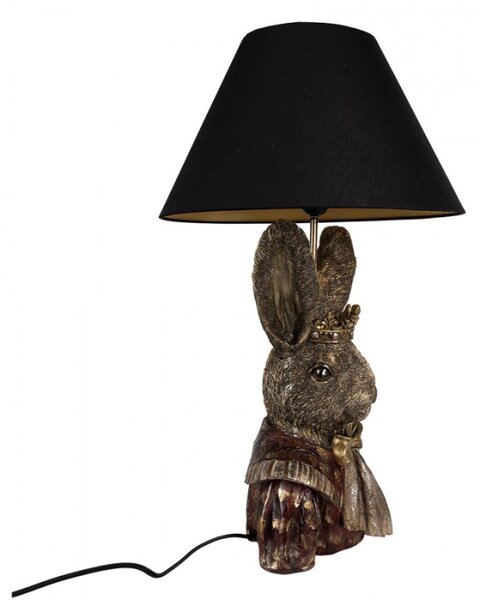 Stolní lampa ve tvaru zajíce s korunou s černým stínidlem Antonius– 37x61 cm