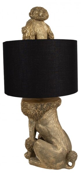 Stolní lampa ve tvaru zlatého psa pudla s černým stínidlem – 30x28x57 cm
