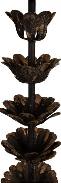 Hnědá stolní lampa s kytičkami a zlatým stínidlem s patinou – 30x81 cm