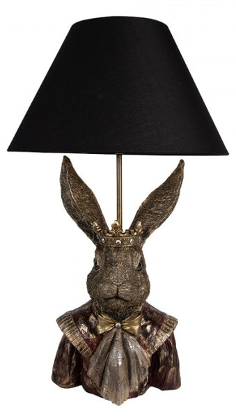 Stolní lampa ve tvaru zajíce s korunou s černým stínidlem Antonius– 37x61 cm