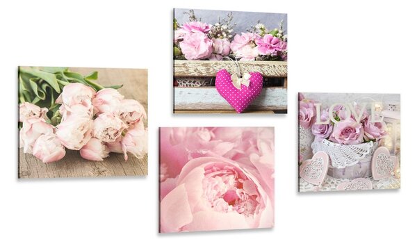 Set obrazů květiny ve vintage stylu Varianta: 4x 60x60