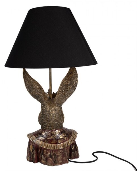 Stolní lampa ve tvaru zajíce s korunou s černým stínidlem Antonius– 37x61 cm