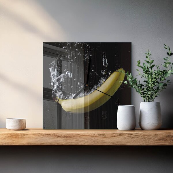 Skleněné hodiny na stěnu Banán zskc-30x30-00181111