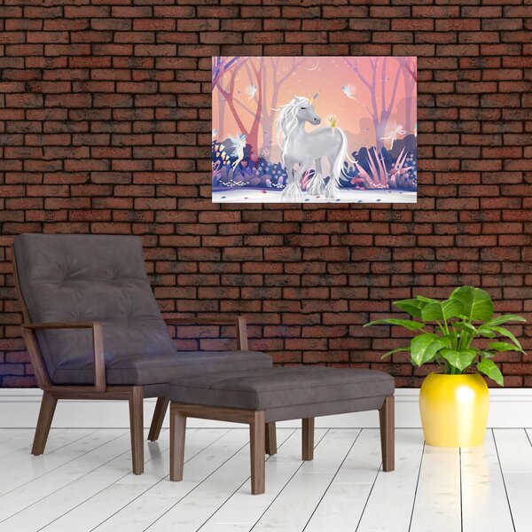 Obraz - Jednorožec v magickém lese (70x50 cm)