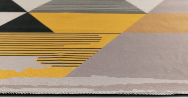 Makro Abra Kusový koberec ELEFANTA J002 Geometrický šedý žlutý Rozměr: 80x150 cm