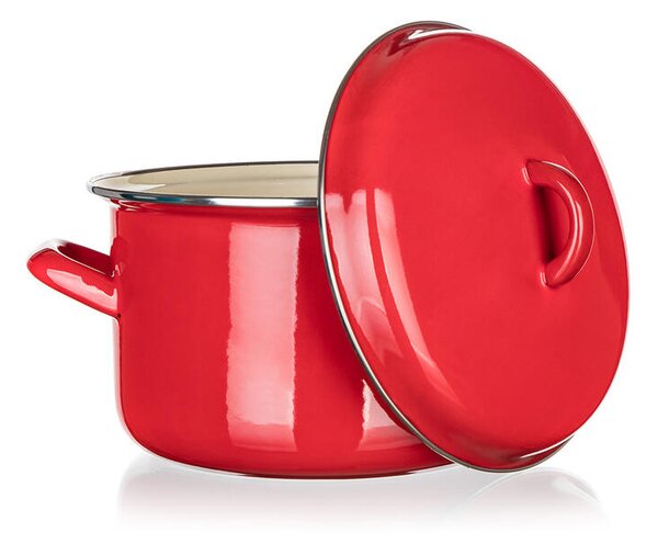 Smaltovaný hrnec s poklicí Red MILTON 3,4 l