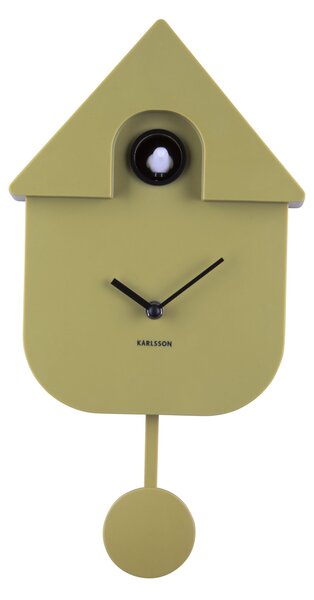 Nástěnné hodiny s kyvadlem Modern Cuckoo 40 cm olivově zelené Karlsson (barva-olivově zelená)