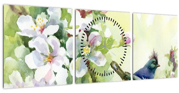 Obraz - Jaro (s hodinami) (90x30 cm)